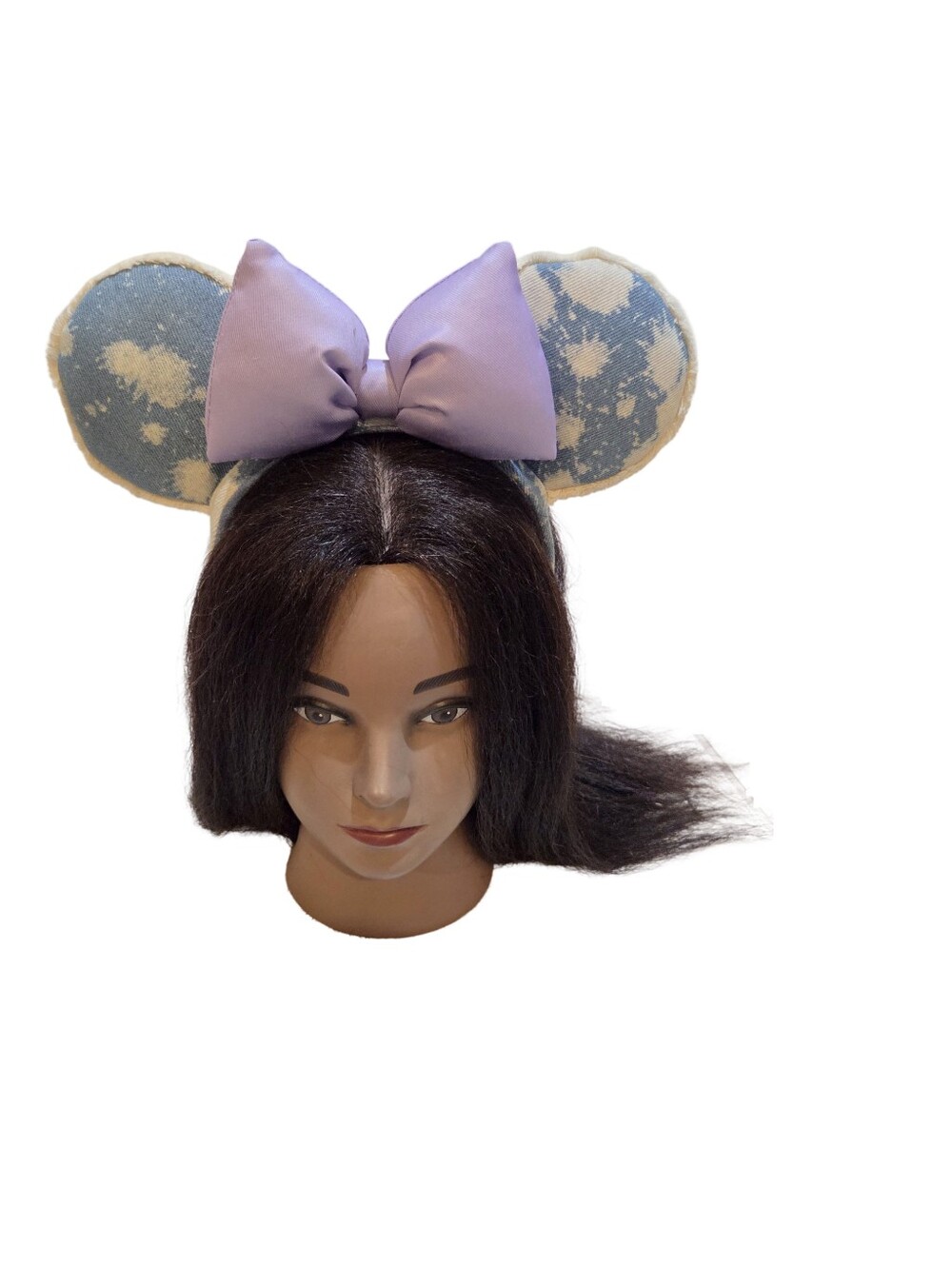 Disney Parks Denim Bleach Minnie Mouse Ears Headband - Tag Cut EUC